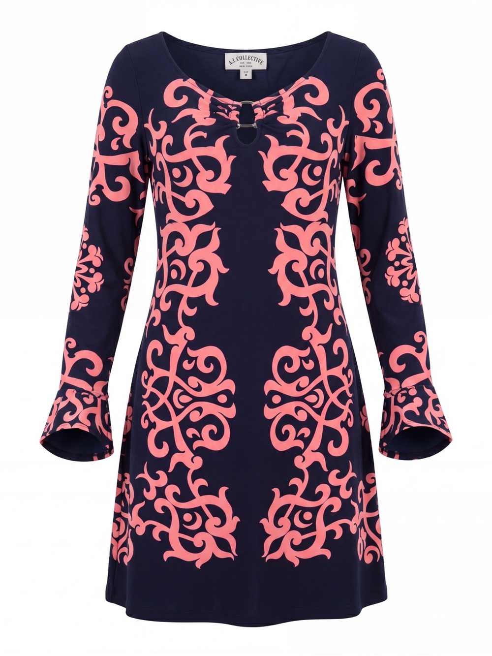 Preowned INC International Concepts Black & Pink Abstract design dress Sz M